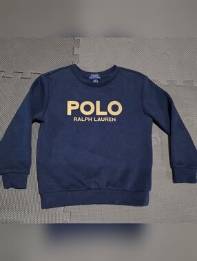 Polo Ralph Lauren Boys 7 Navy Blue Pullover Sweatshirt Crew Neck Long Sleeve EUC